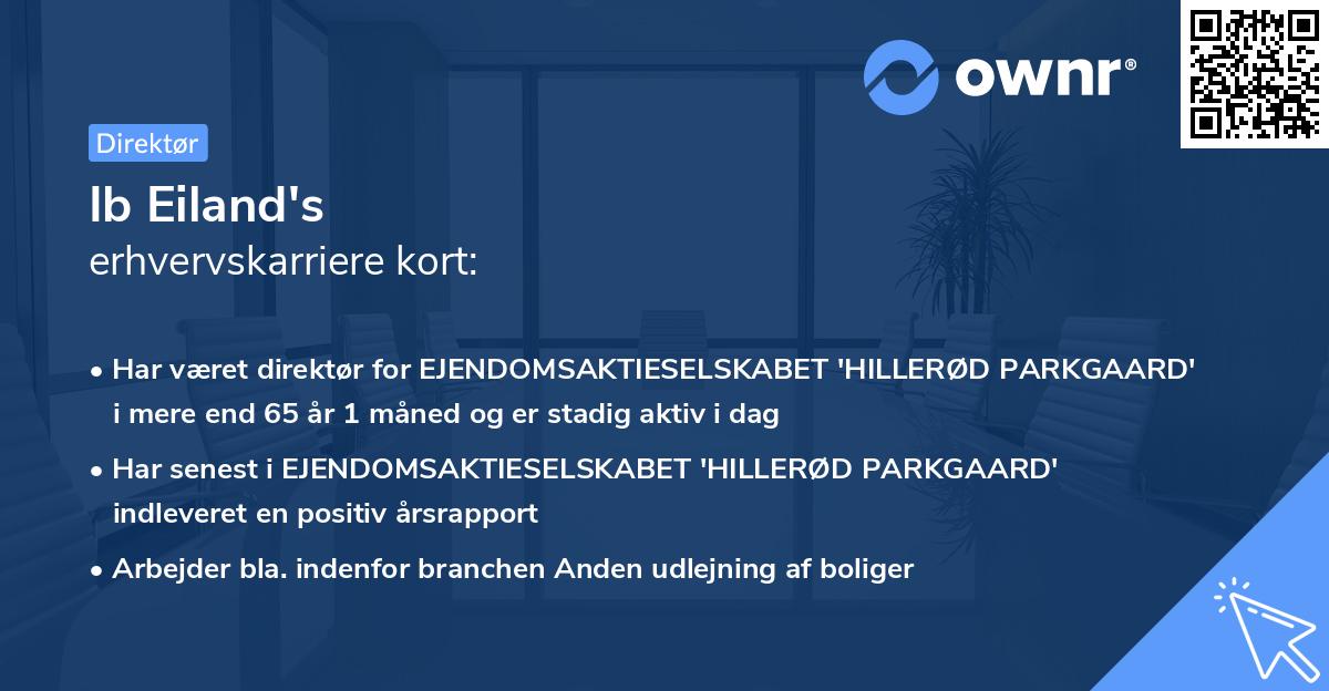 Ib Eiland's erhvervskarriere kort