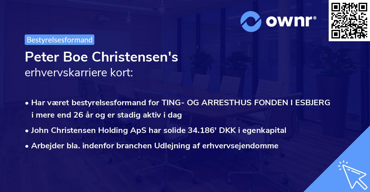 Peter Boe Christensen's erhvervskarriere kort