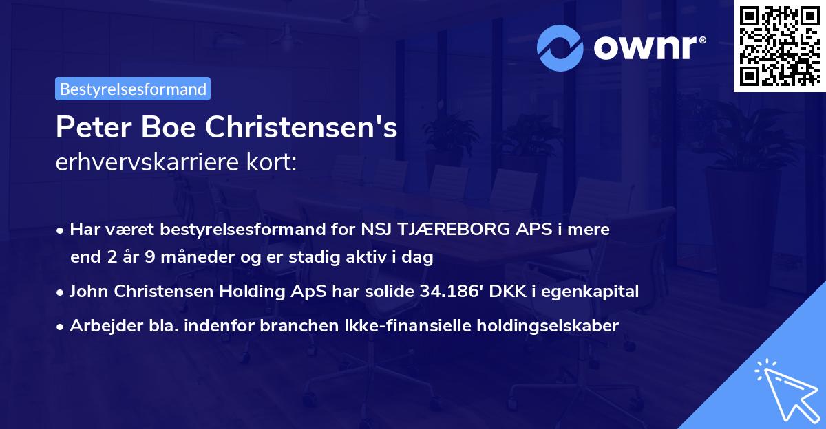 Peter Boe Christensen's erhvervskarriere kort