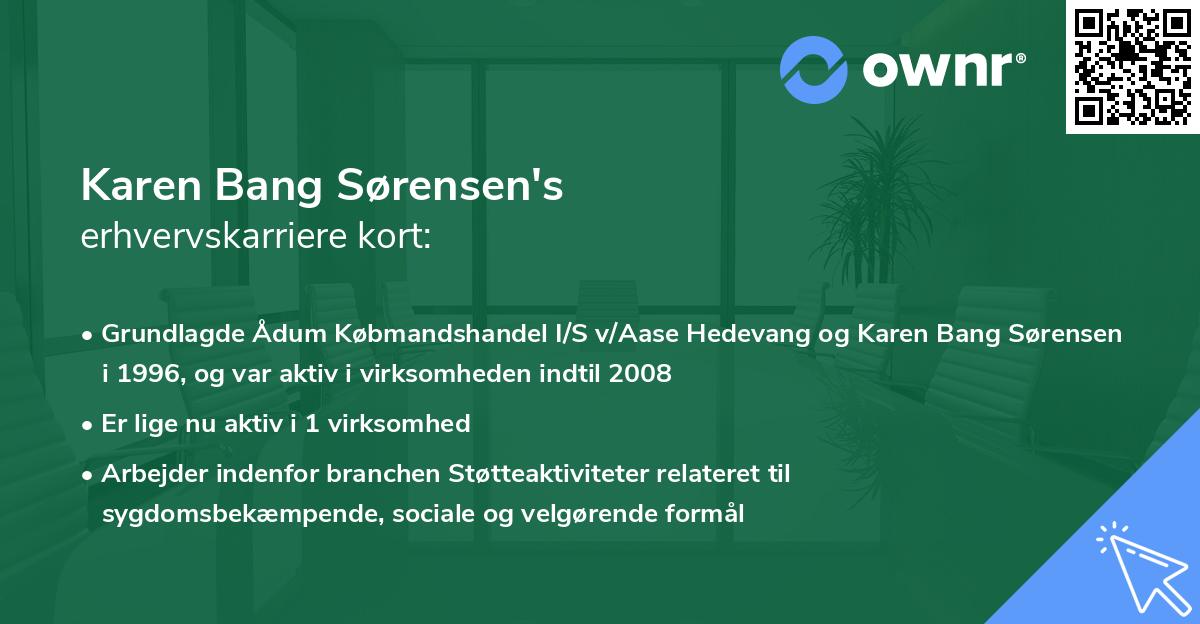 Karen Bang Sørensen's erhvervskarriere kort