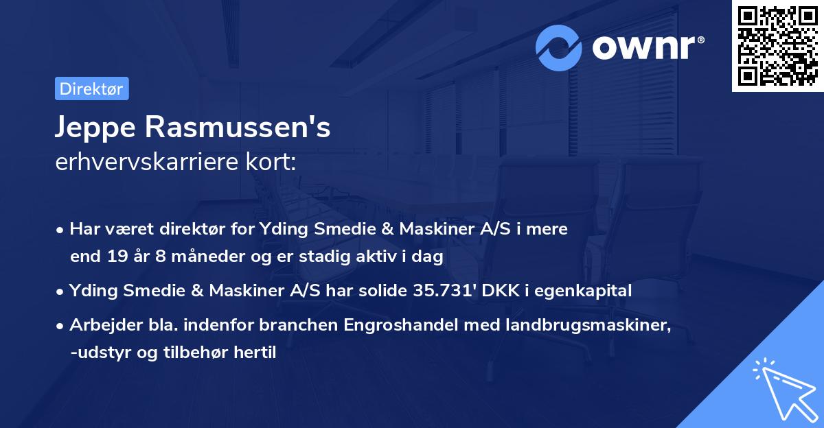 Jeppe Rasmussen's erhvervskarriere kort
