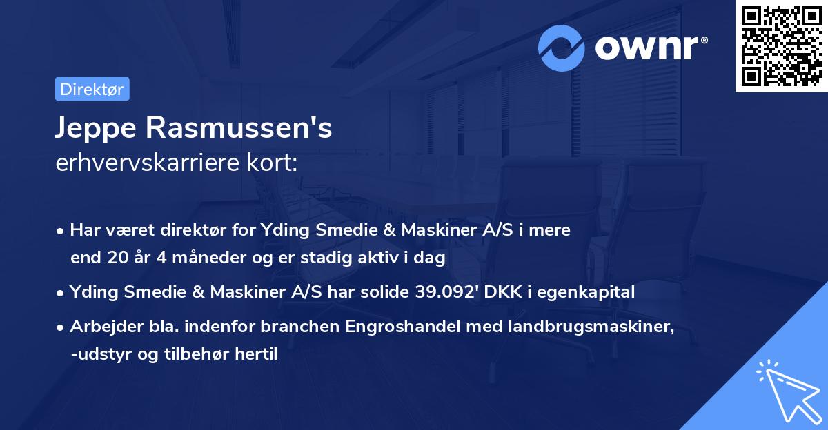 Jeppe Rasmussen's erhvervskarriere kort