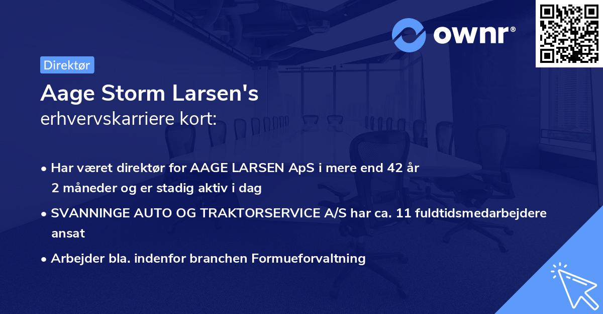 Aage Storm Larsen's erhvervskarriere kort