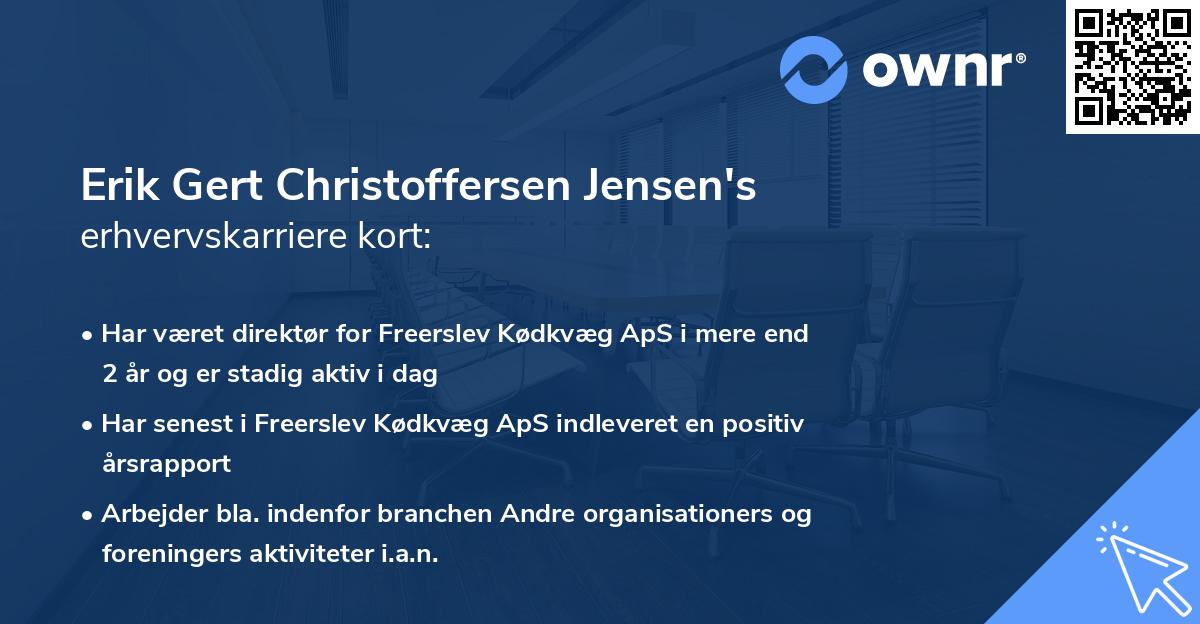 Erik Gert Christoffersen Jensen's erhvervskarriere kort