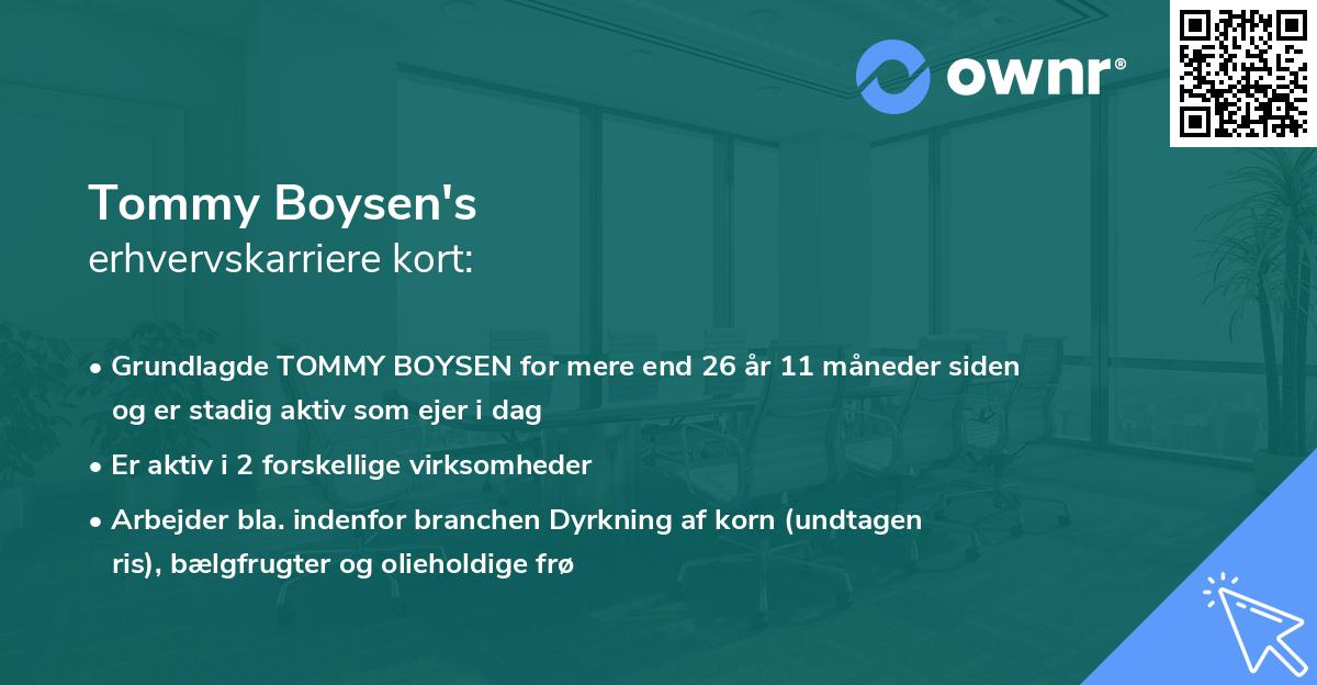 Tommy Boysen's erhvervskarriere kort