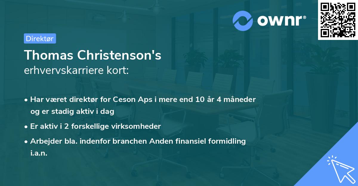 Thomas Christenson's erhvervskarriere kort
