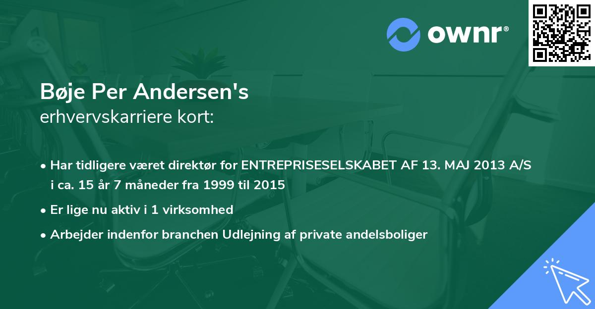 Bøje Per Andersen's erhvervskarriere kort