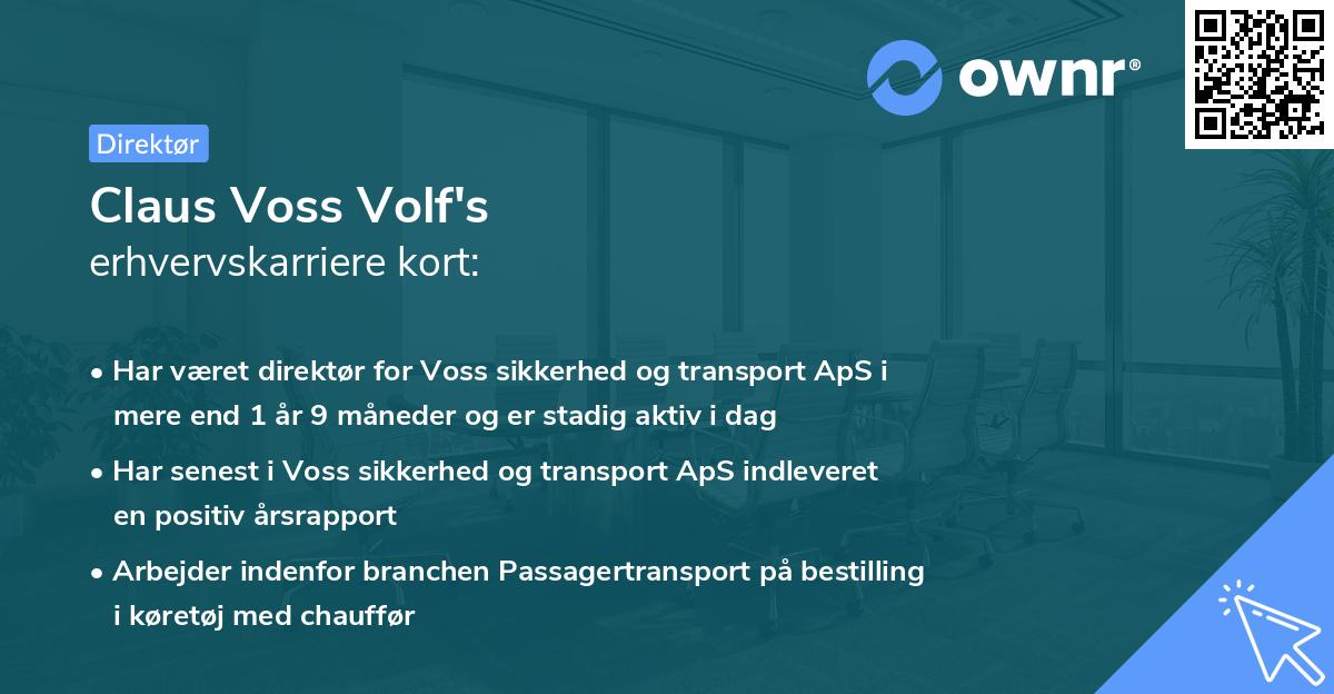Claus Voss Volf's erhvervskarriere kort