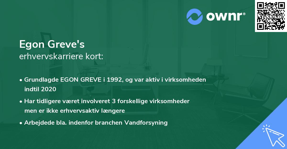 Egon Greve's erhvervskarriere kort
