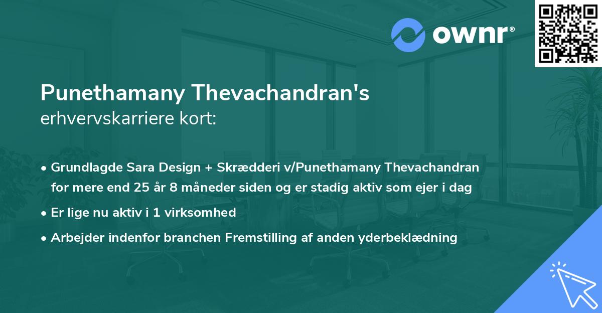 Punethamany Thevachandran's erhvervskarriere kort