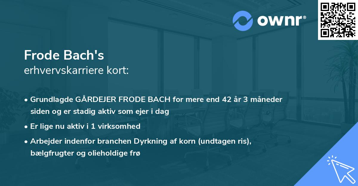 Frode Bach's erhvervskarriere kort