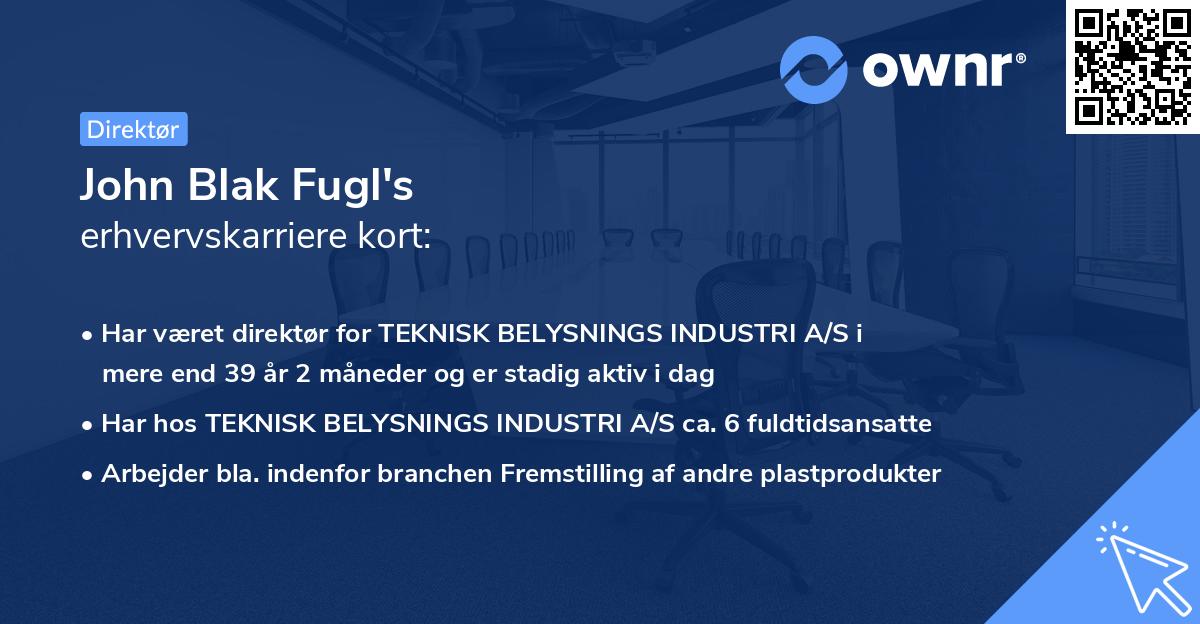 John Blak Fugl's erhvervskarriere kort