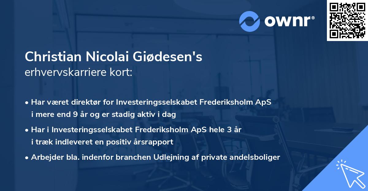 Christian Nicolai Giødesen's erhvervskarriere kort