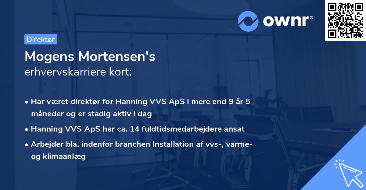 Mogens Mortensen's erhvervskarriere kort