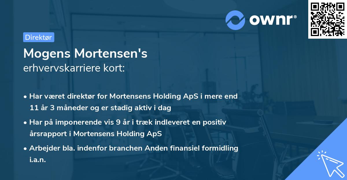 Mogens Mortensen's erhvervskarriere kort