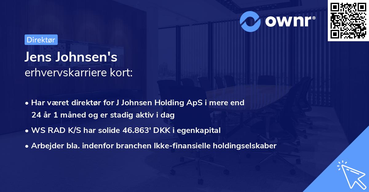 Jens Johnsen's erhvervskarriere kort