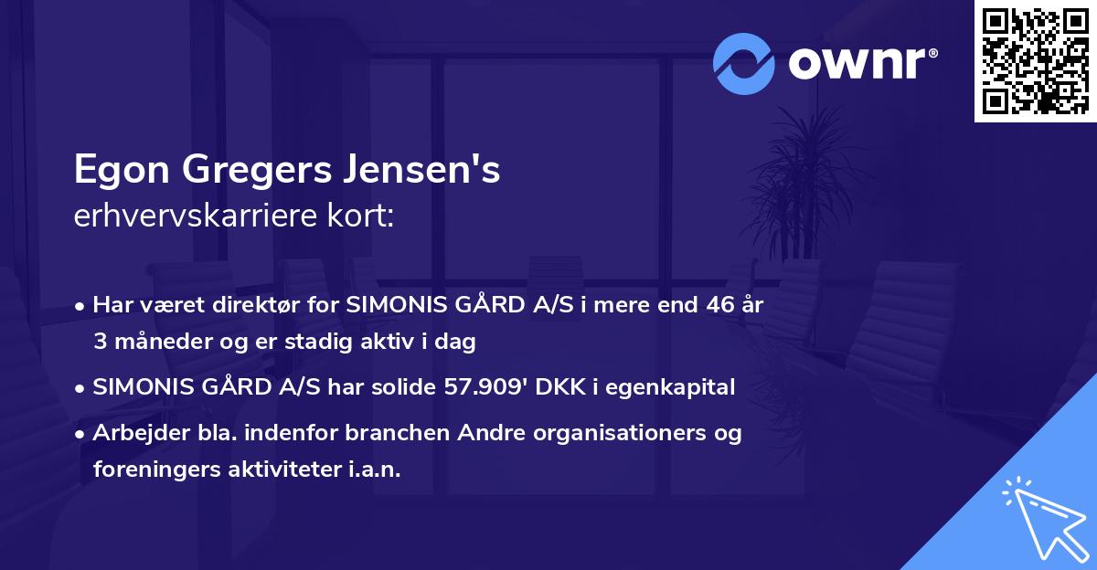 Egon Gregers Jensen's erhvervskarriere kort