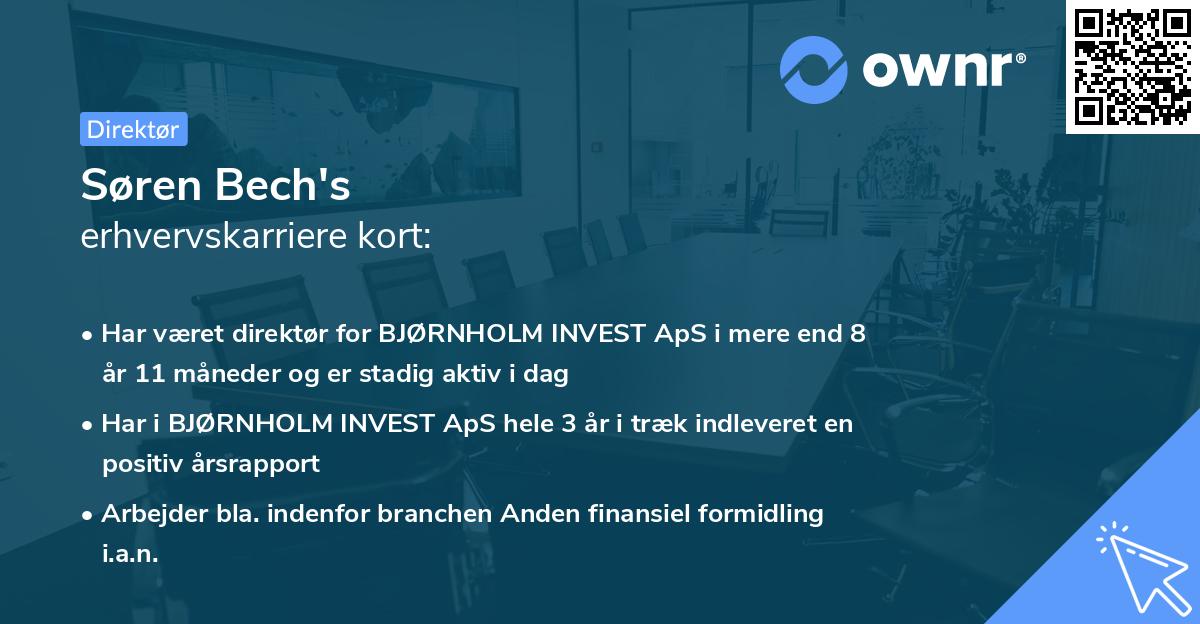 Søren Bech's erhvervskarriere kort