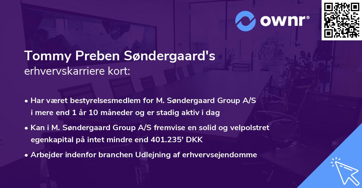 Tommy Preben Søndergaard's erhvervskarriere kort