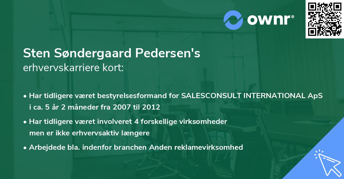Sten Søndergaard Pedersen's erhvervskarriere kort