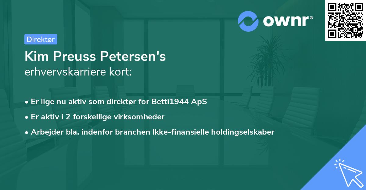 Kim Preuss Petersen's erhvervskarriere kort