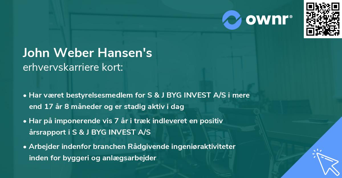 John Weber Hansen's erhvervskarriere kort