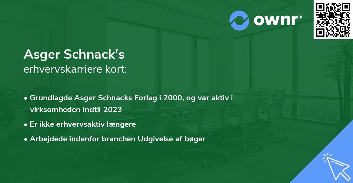 Asger Schnack's erhvervskarriere kort