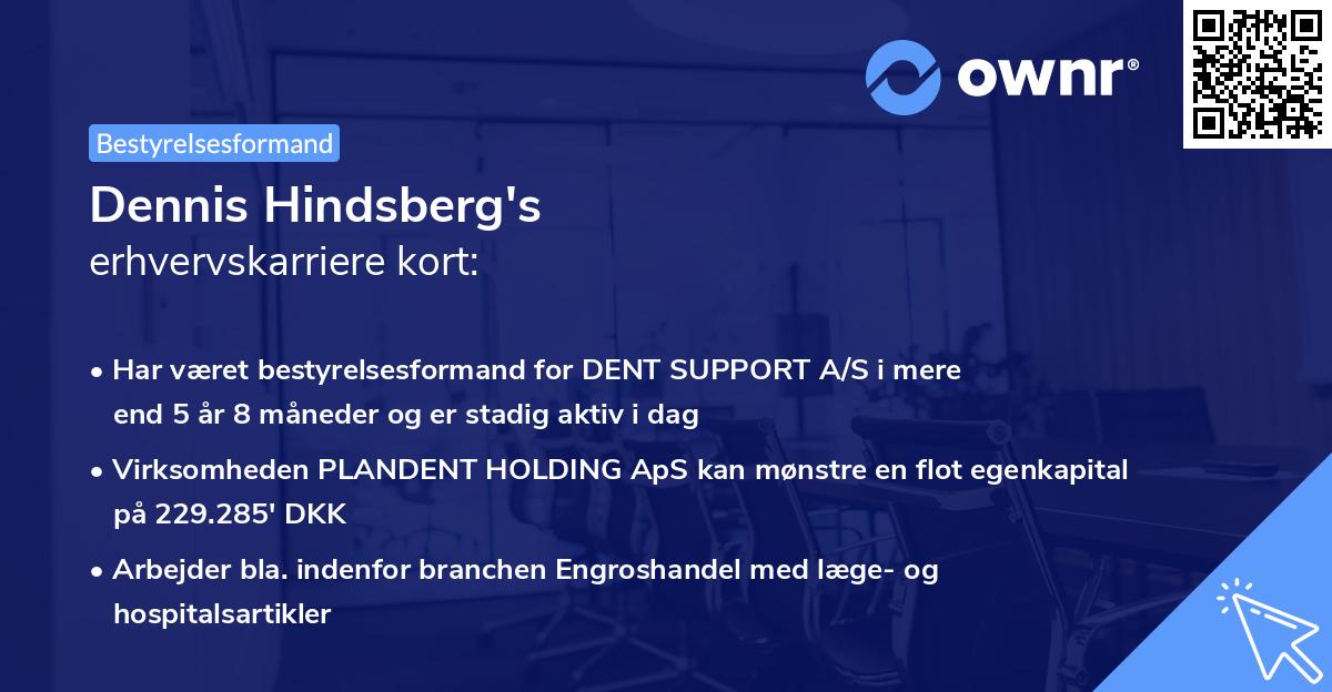 Dennis Hindsberg's erhvervskarriere kort