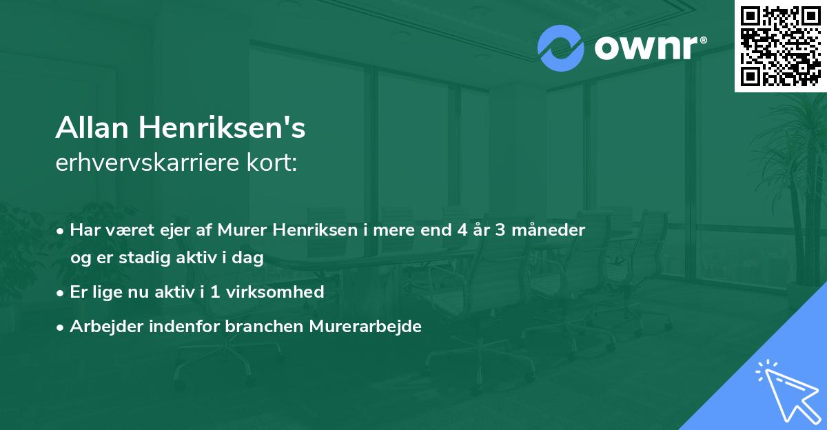 Allan Henriksen's erhvervskarriere kort