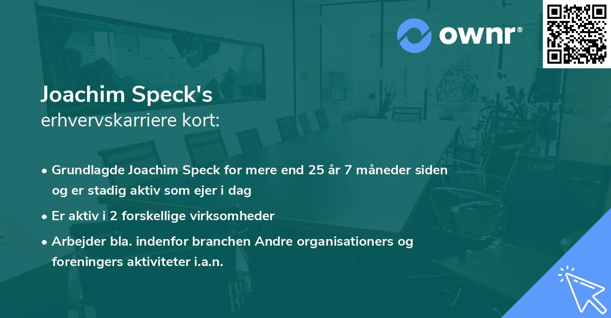 Joachim Speck's erhvervskarriere kort