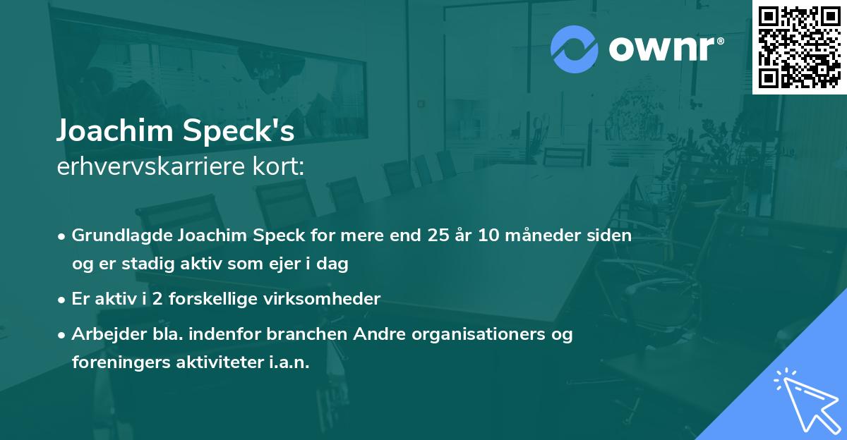 Joachim Speck's erhvervskarriere kort