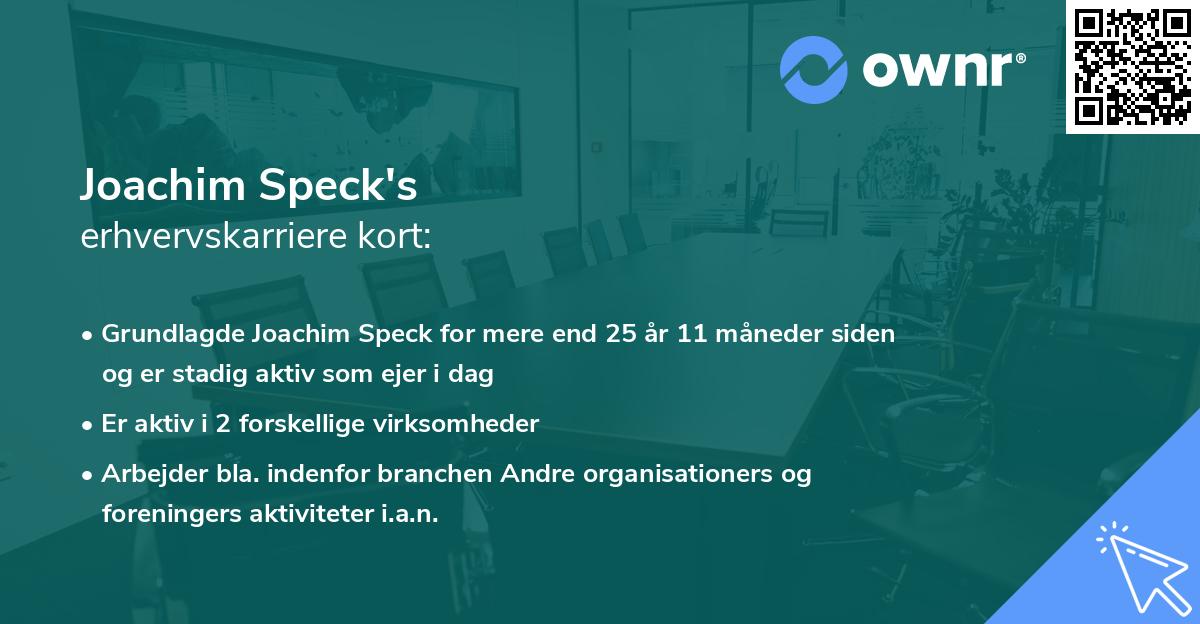 Joachim Speck's erhvervskarriere kort