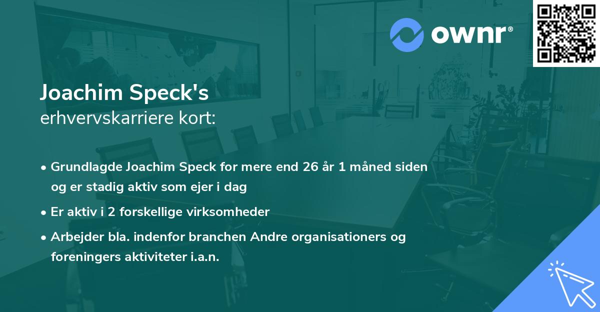 Joachim Speck's erhvervskarriere kort