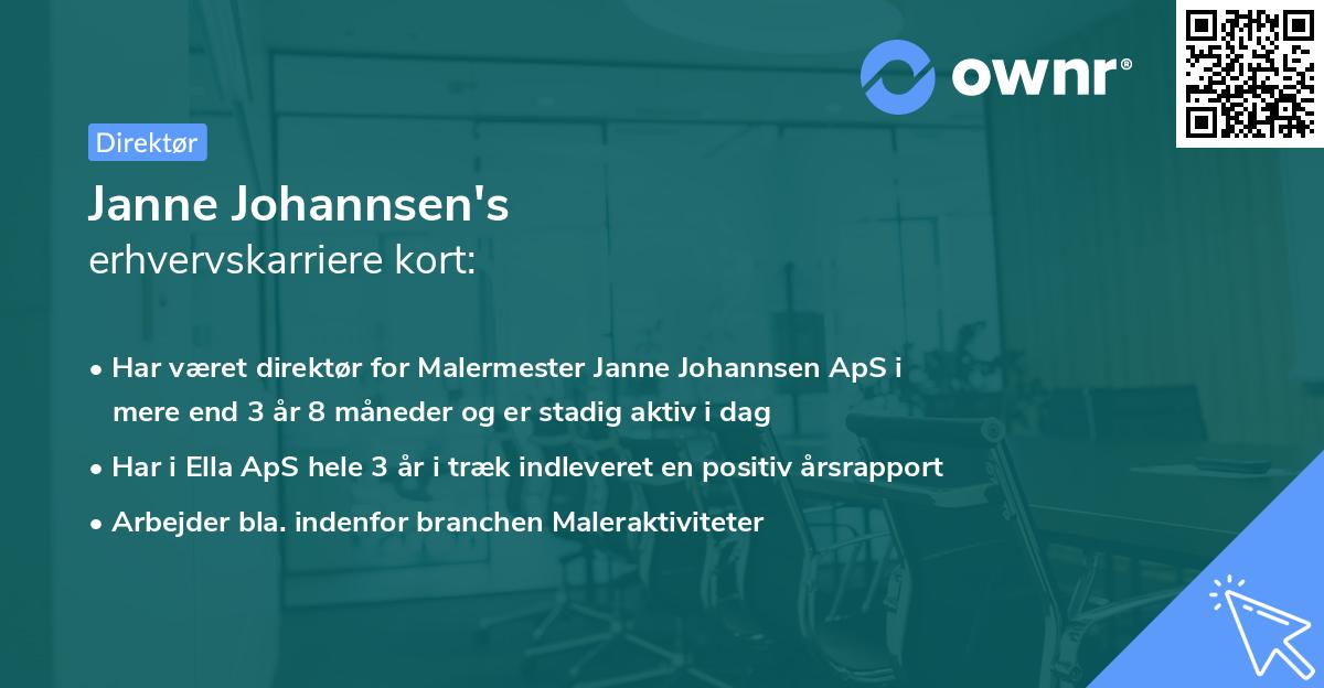 Janne Johannsen's erhvervskarriere kort