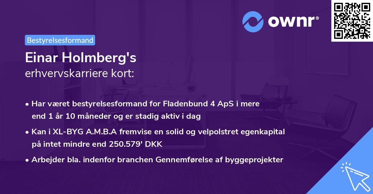 Einar Holmberg's erhvervskarriere kort