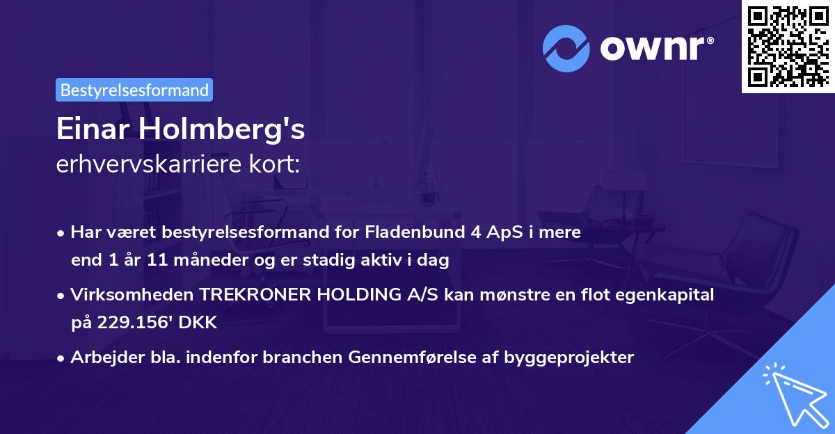 Einar Holmberg's erhvervskarriere kort