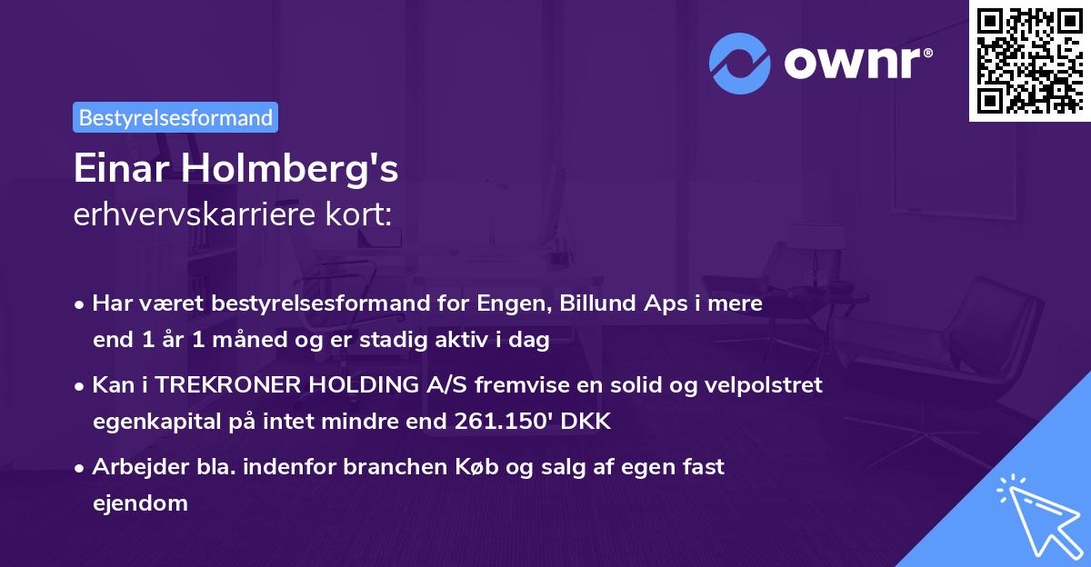 Einar Holmberg's erhvervskarriere kort