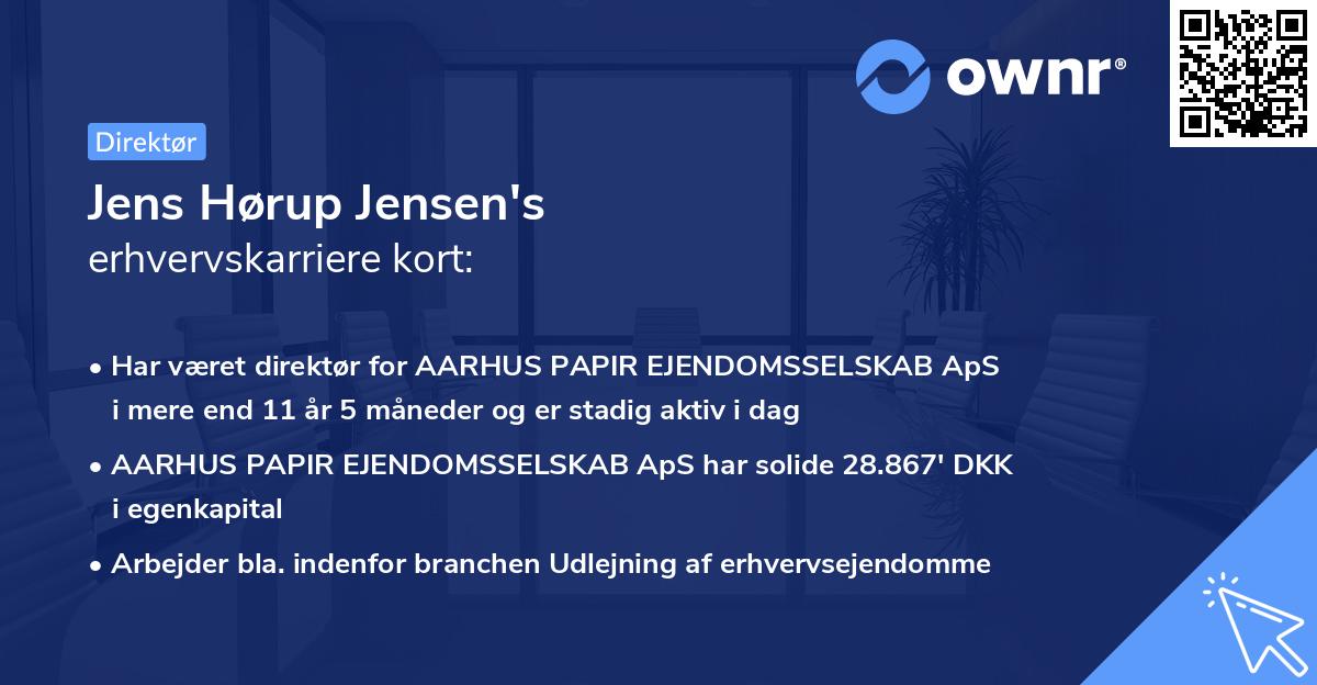 Jens Hørup Jensen's erhvervskarriere kort