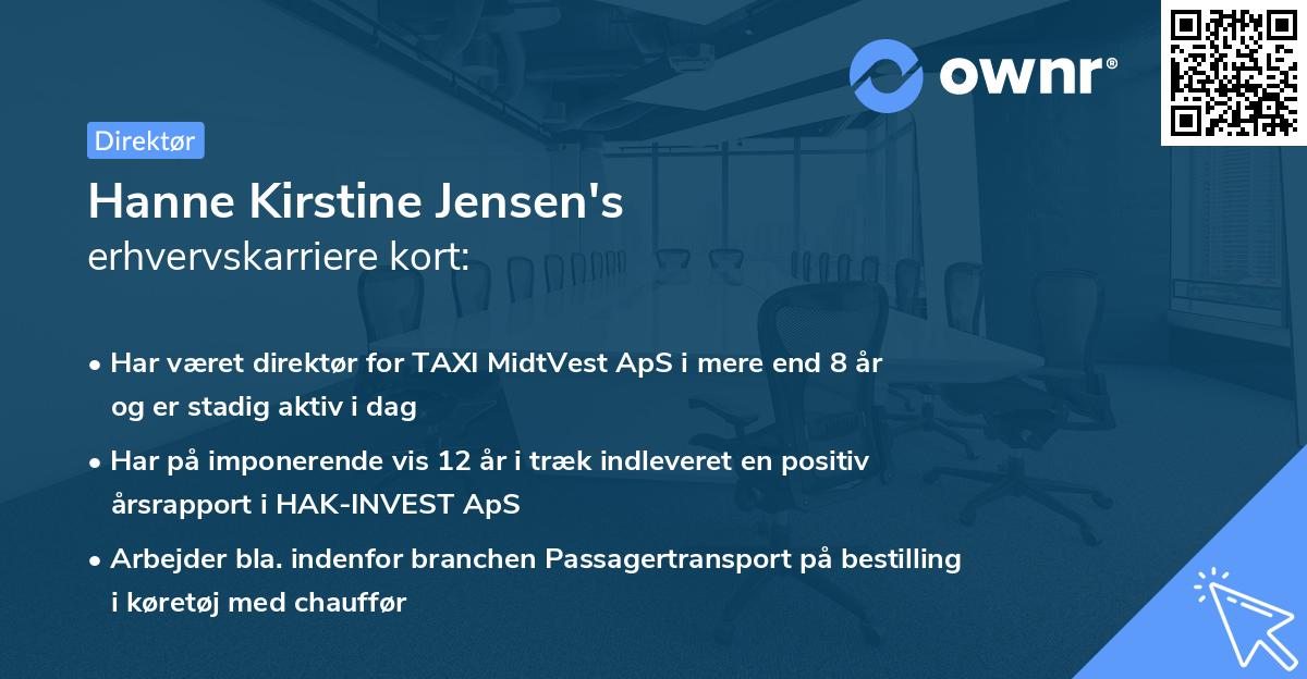 Hanne Kirstine Jensen's erhvervskarriere kort