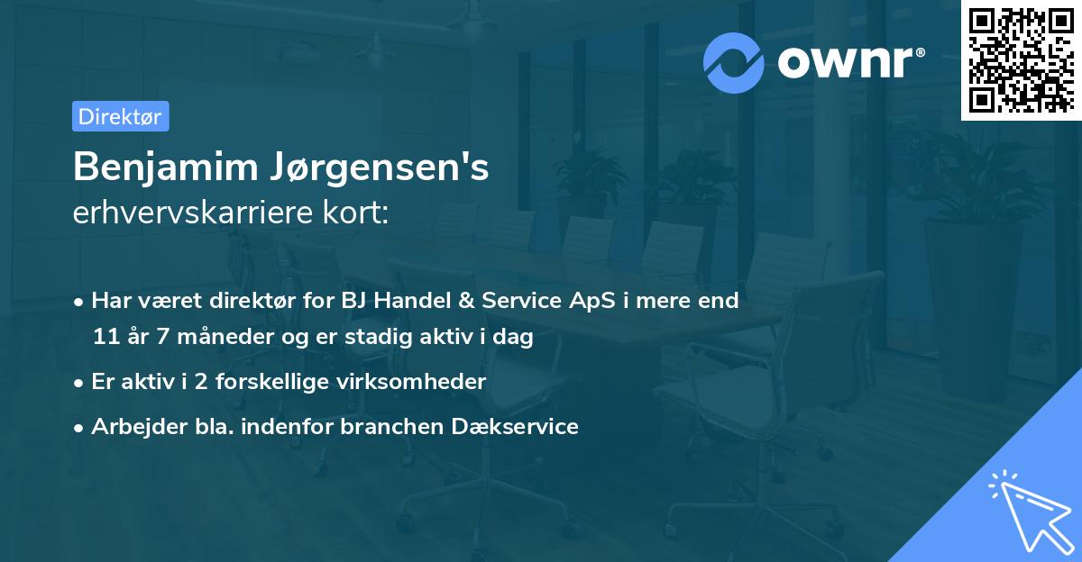 Benjamim Jørgensen's erhvervskarriere kort