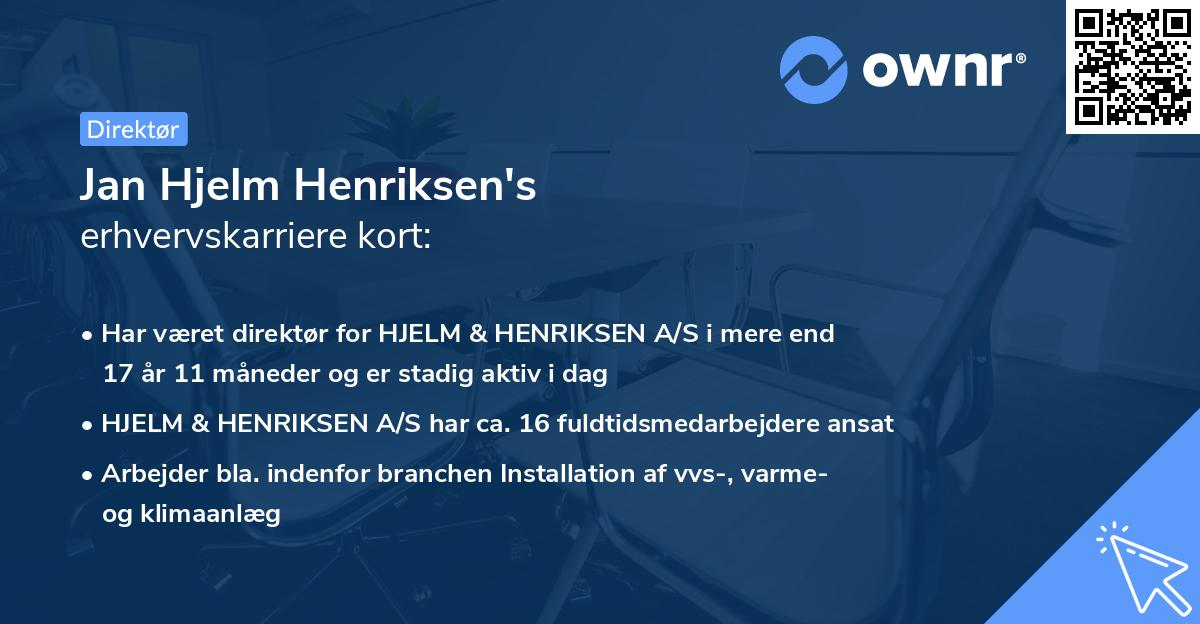 Jan Hjelm Henriksen's erhvervskarriere kort