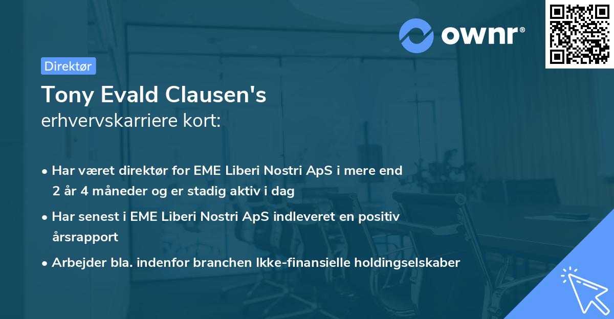 Tony Evald Clausen's erhvervskarriere kort