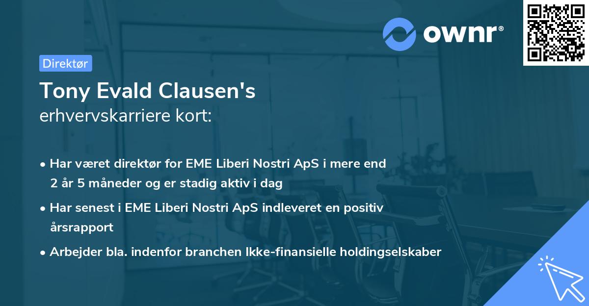 Tony Evald Clausen's erhvervskarriere kort