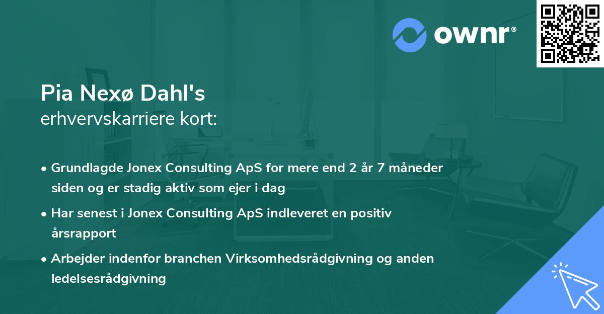 Pia Nexø Dahl's erhvervskarriere kort