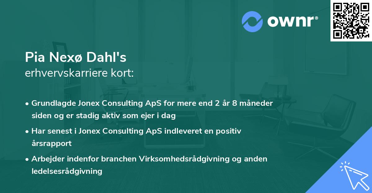 Pia Nexø Dahl's erhvervskarriere kort