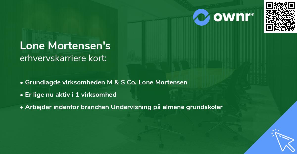 Lone Mortensen's erhvervskarriere kort