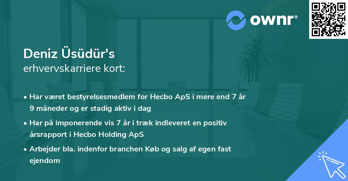 Deniz Üsüdür's erhvervskarriere kort