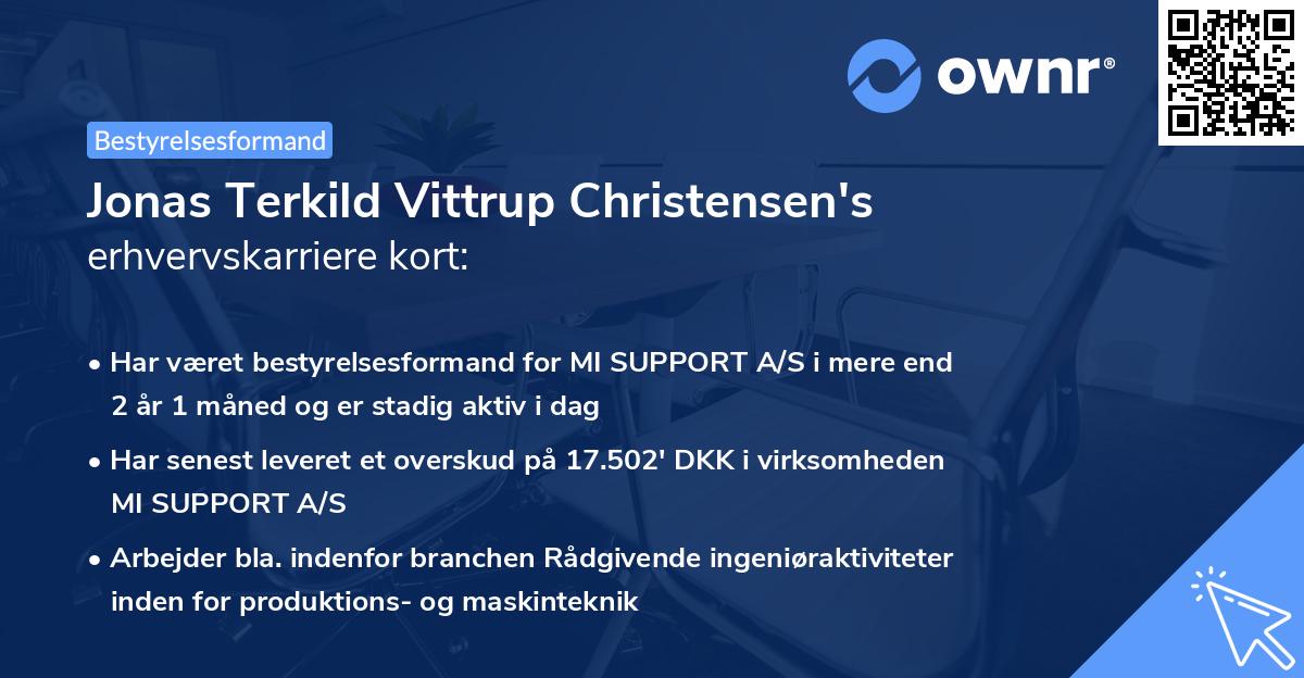 Jonas Terkild Vittrup Christensen's erhvervskarriere kort