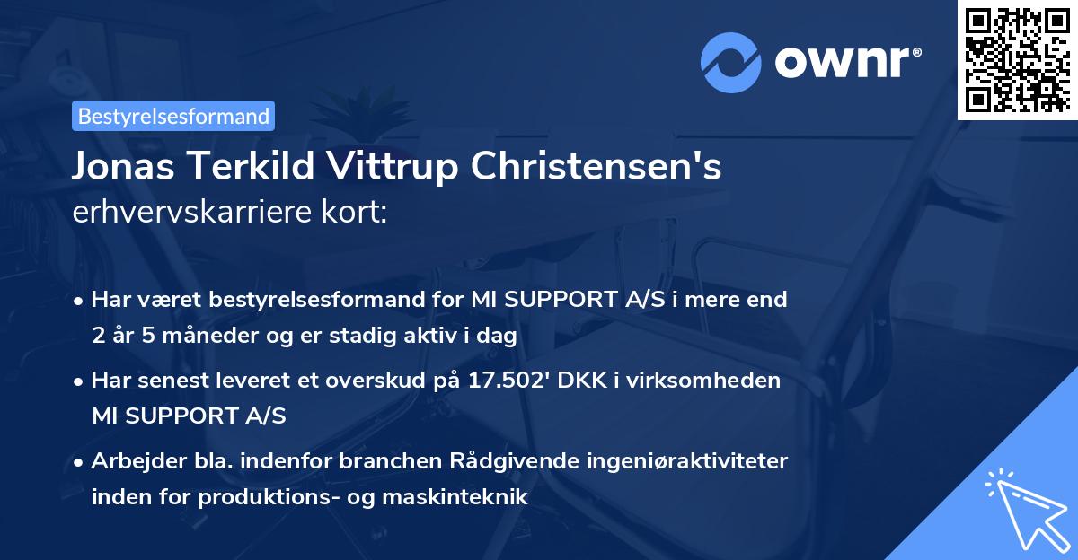 Jonas Terkild Vittrup Christensen's erhvervskarriere kort