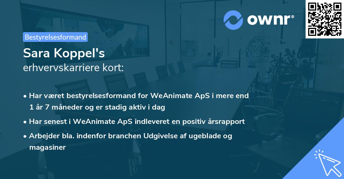 Sara Koppel's erhvervskarriere kort